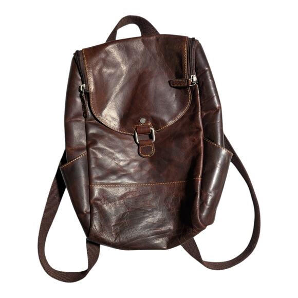 Jack Georges Voyager 7137 Brown Buffalo Leather Convertible Top Flap Backpack - Picture 1 of 6